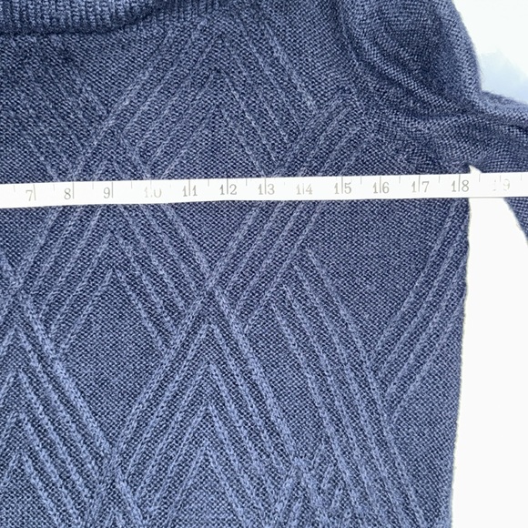 Banana Republic Blue Geo Cable Knit Cowl Neck Sweater Dress Sz XSP - Picture 8 of 13